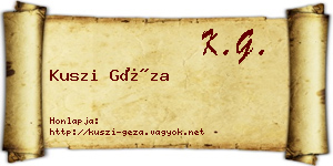 Kuszi Géza névjegykártya